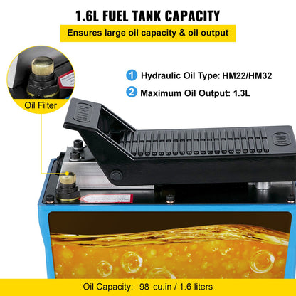Air Hydraul Pump Power Pack Enhet 10 000 PSI 103 In 3Cap Heavy Duty All Metal Construction Lufthydraulisk fotpump