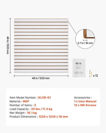 4 x 4 ft Lamellväggpanel MDF Vit Garage Lamellvägg med Modulär Design