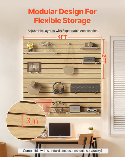 4 x 4 ft SlatWall Paneling MDF Natural Garage Slatwall with modular design