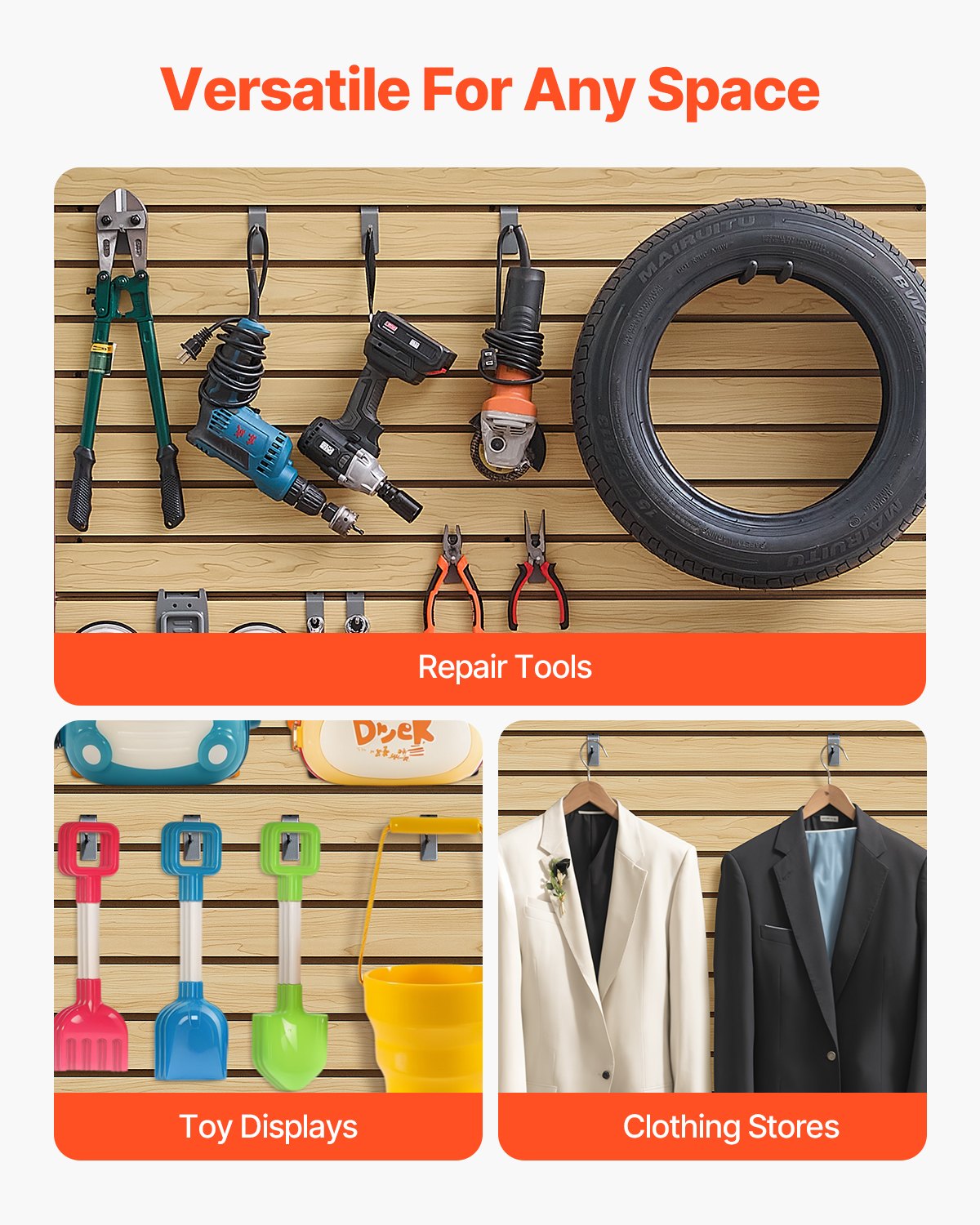 4 x 4 ft SlatWall Paneling MDF Natural Garage Slatwall with modular design