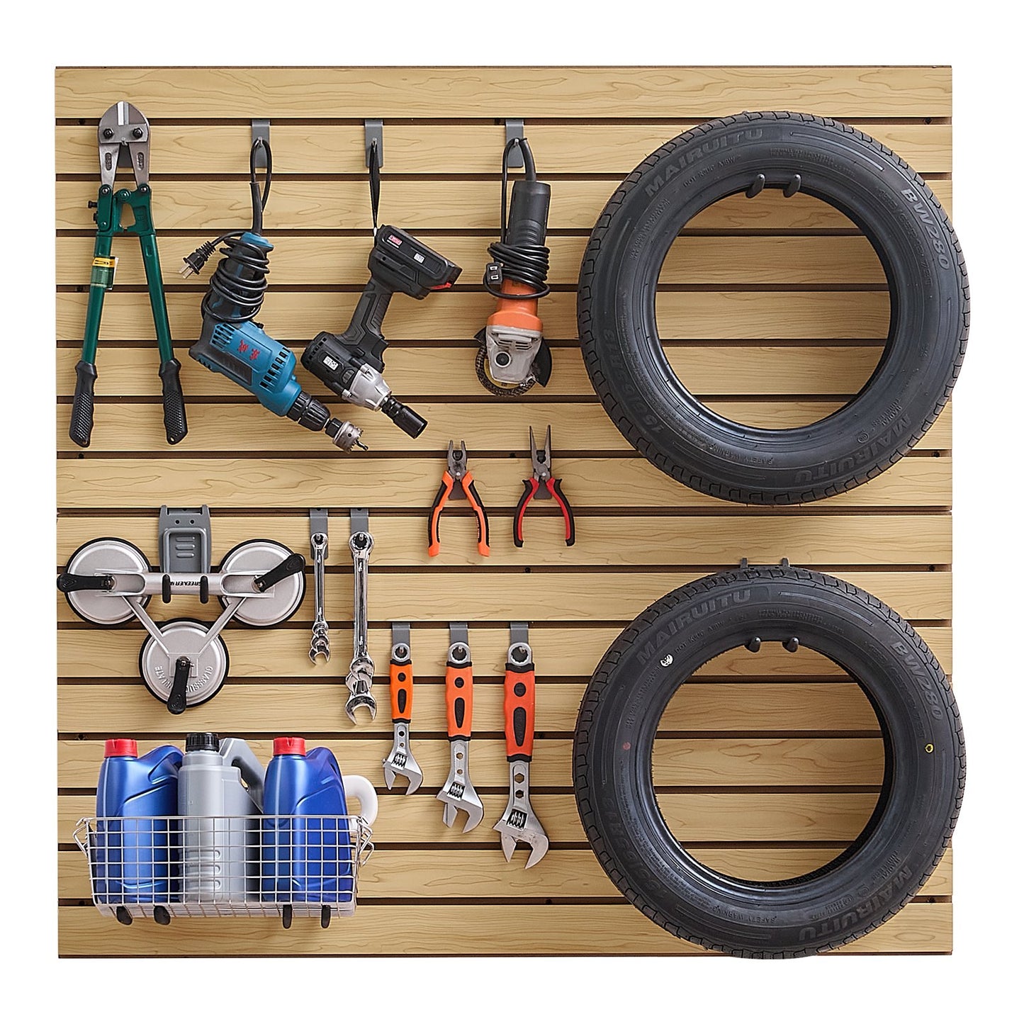 4 x 4 ft SlatWall Paneling MDF Natural Garage Slatwall with modular design