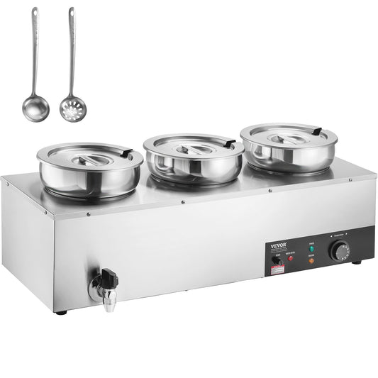 Commercial Soup Warmer Soup Station med 3*7,4Qt Pot Soup Vattenkokare
