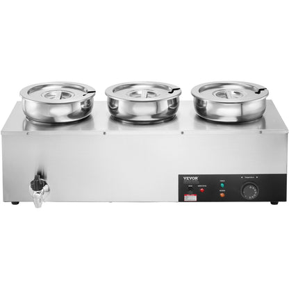 Commercial Soup Warmer Soup Station med 3*7,4Qt Pot Soup Vattenkokare