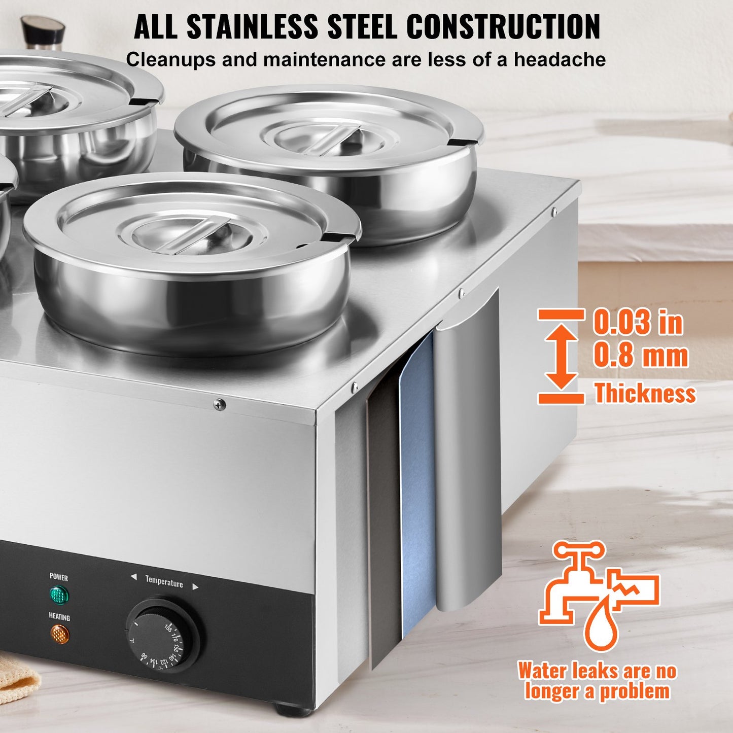 Commercial Soup Warmer Soup Station med 4*7,4Qt Pot Soup Vattenkokare