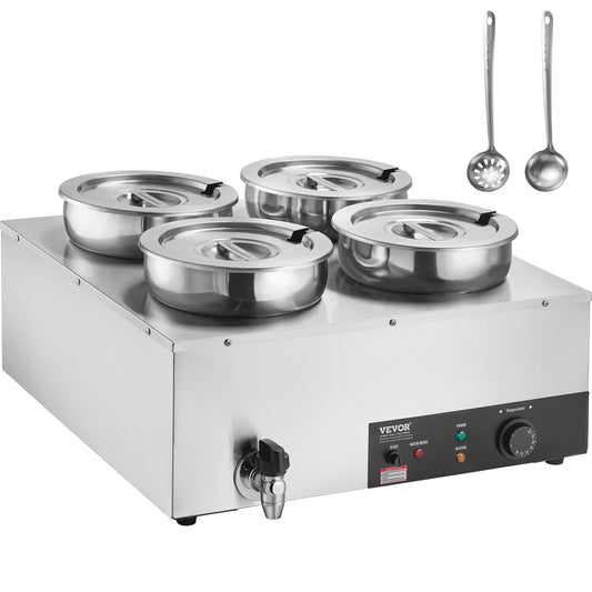 Commercial Soup Warmer Soup Station med 4*7,4Qt Pot Soup Vattenkokare