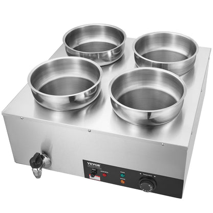 Commercial Soup Warmer Soup Station med 4*7,4Qt Pot Soup Vattenkokare