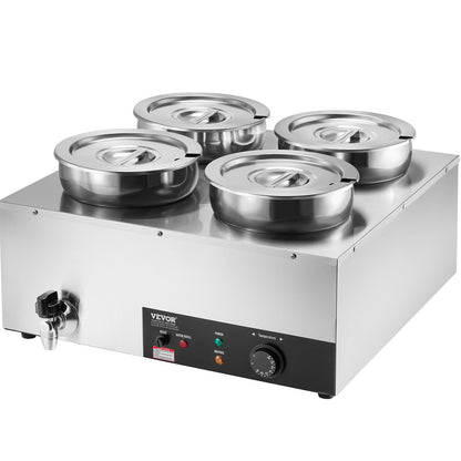 Commercial Soup Warmer Soup Station med 4*7,4Qt Pot Soup Vattenkokare