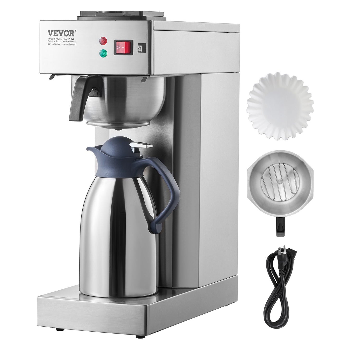 12 Cup Commercial Drip Coffee Maker with Thermal Carafe Restaurant Office