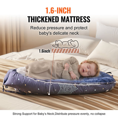 Baby Bed Chair 100% Cotton Soft Newborn Nest Sleeper with Headrest