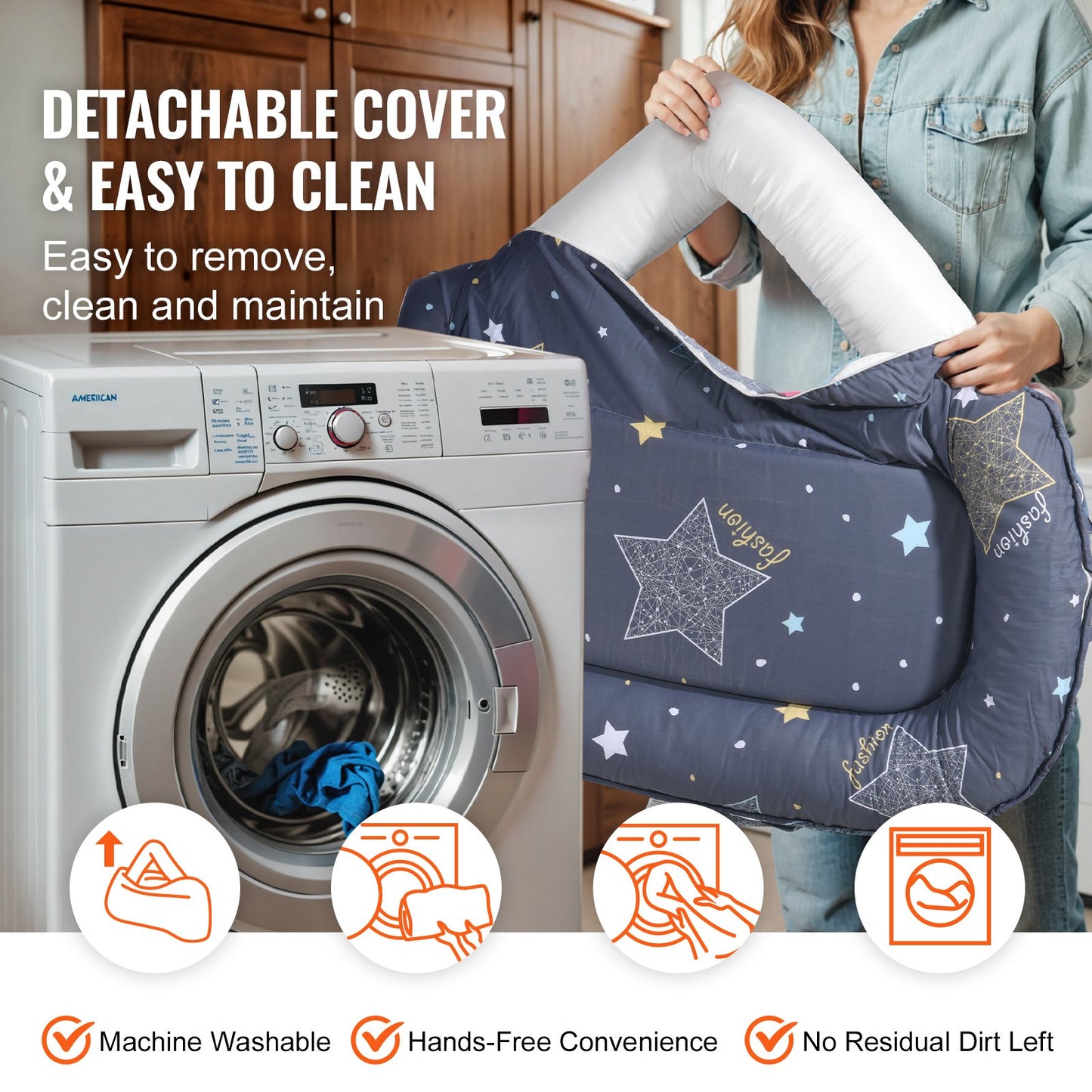 Baby Bed Chair 100% Cotton Soft Newborn Nest Sleeper with Headrest