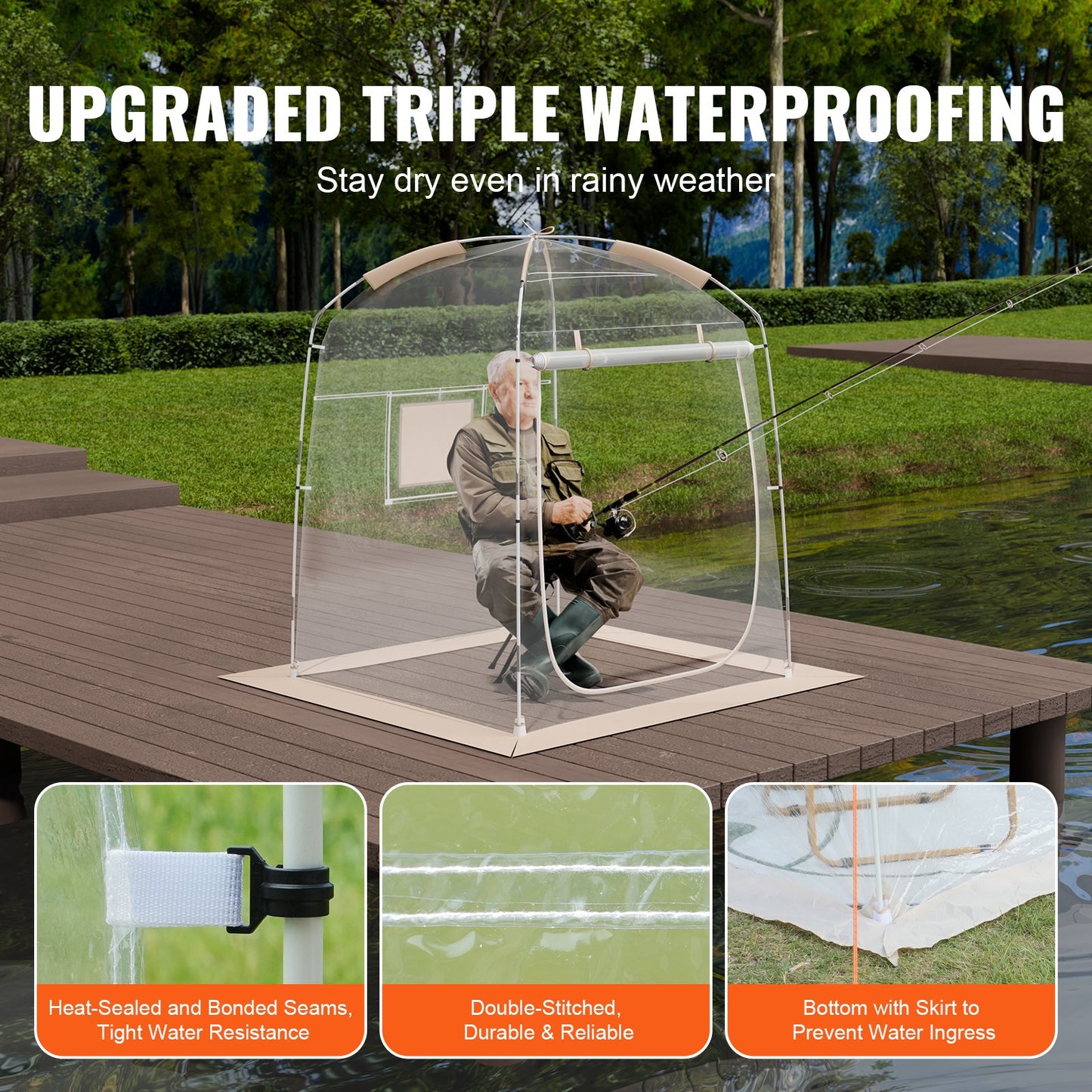Sporttält Instant Tält Skydd Väderbeständigt 1 Person Clear Bubble Tält