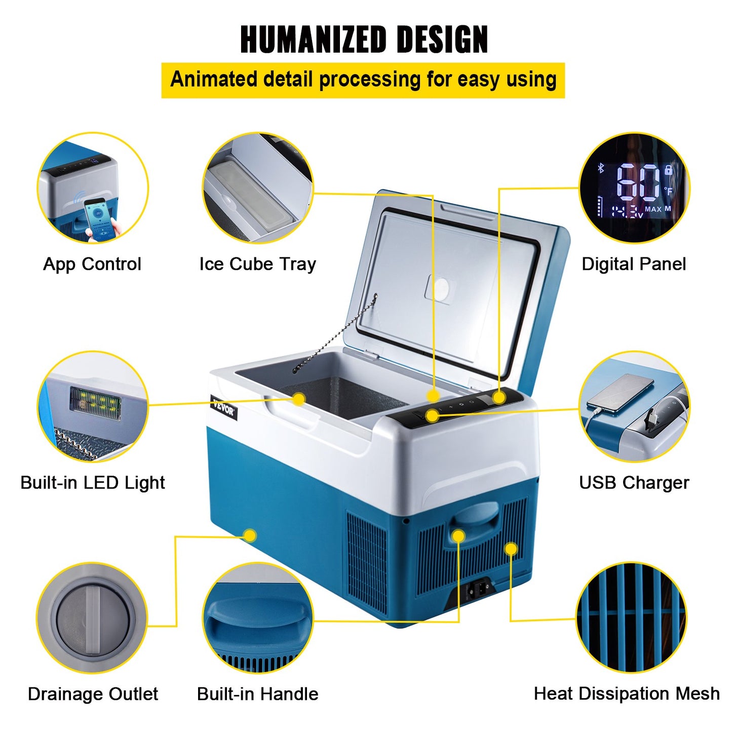 Car Refrigerator 22L Compressor Portable Small Refrigerator Car Refrigerator Freezer Vehicle Car Truck RV Boat Mini Electric Cooler for Driving Travel Fishing Outdoor and Home Use