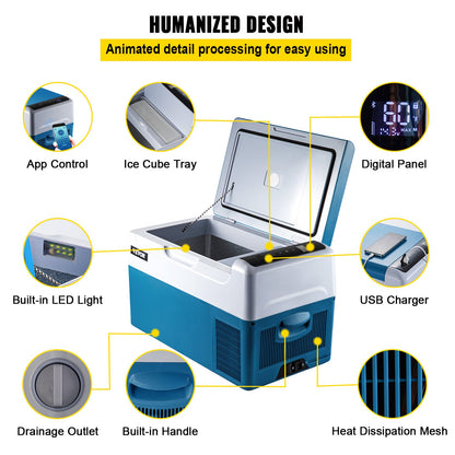Car Refrigerator 22L Compressor Portable Small Refrigerator Car Refrigerator Freezer Vehicle Car Truck RV Boat Mini Electric Cooler for Driving Travel Fishing Outdoor and Home Use