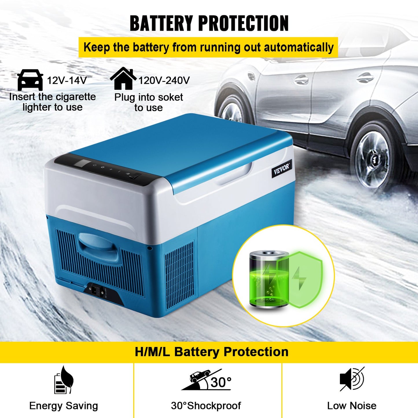 Car Refrigerator 22L Compressor Portable Small Refrigerator Car Refrigerator Freezer Vehicle Car Truck RV Boat Mini Electric Cooler for Driving Travel Fishing Outdoor and Home Use