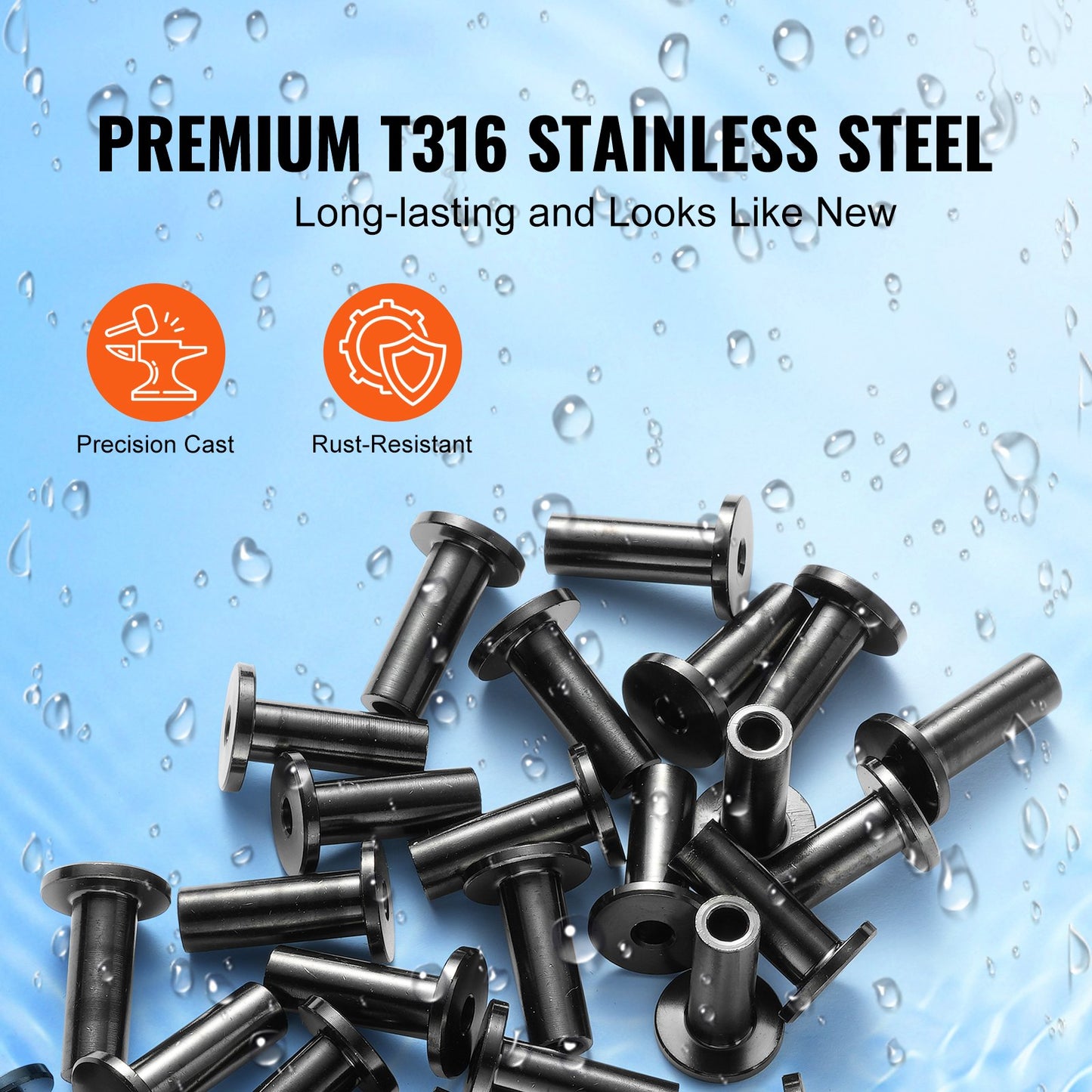101-Pack T316 Stainless Steel Protective Sleeves for 3.2mm Wire Cable Railing, DIY Balustrade T316 Marine Grade, Comes with a Free Drill, Black