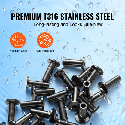 101-Pack T316 Stainless Steel Protective Sleeves for 3.2mm Wire Cable Railing, DIY Balustrade T316 Marine Grade, Comes with a Free Drill, Black