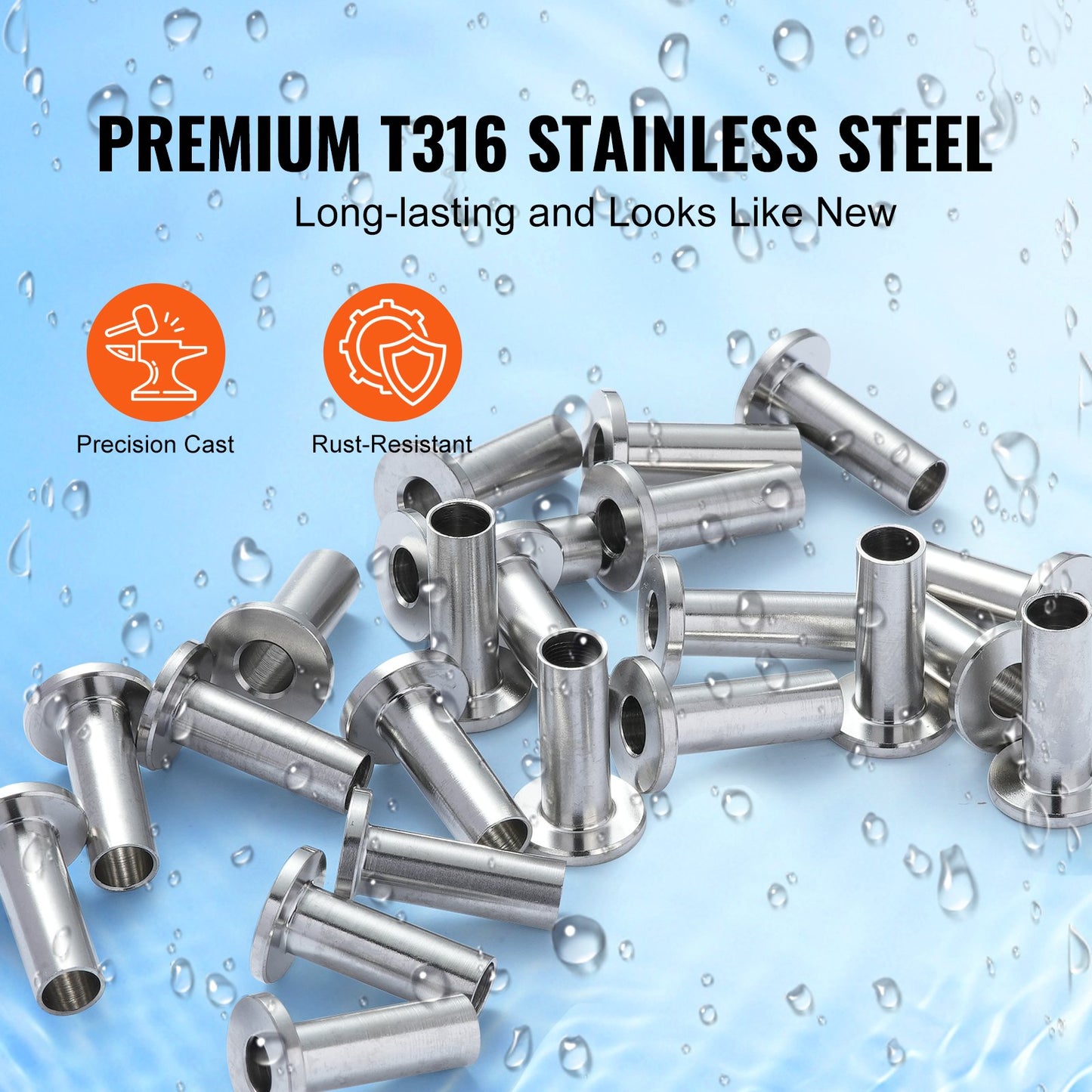 121-pack T316 skyddshylsor i rostfritt stål för 4 mm 4,8 mm vajerkabelräcke, DIY Balustrade T316 marin kvalitet, levereras med en gratis borr, silver
