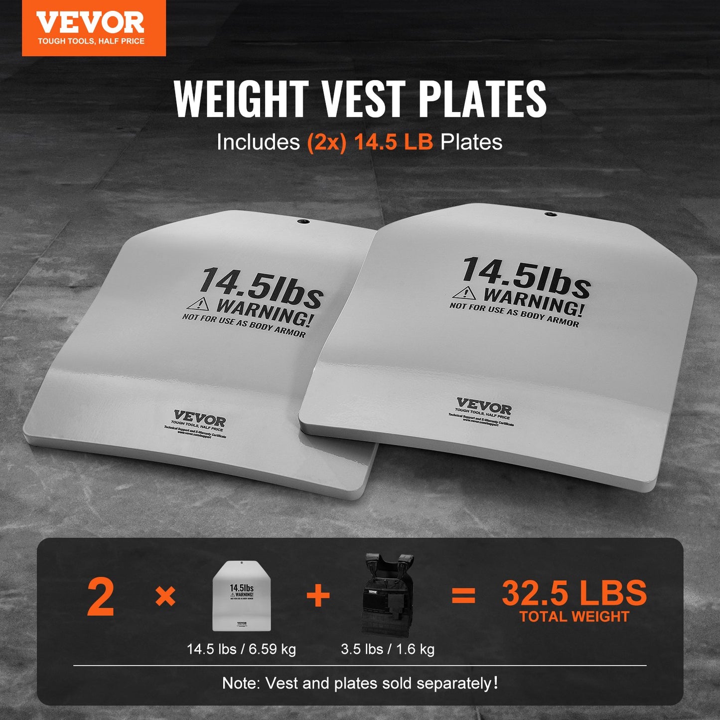 Böjda västplattor för styrketräning 2x14,5 LB tallrikar