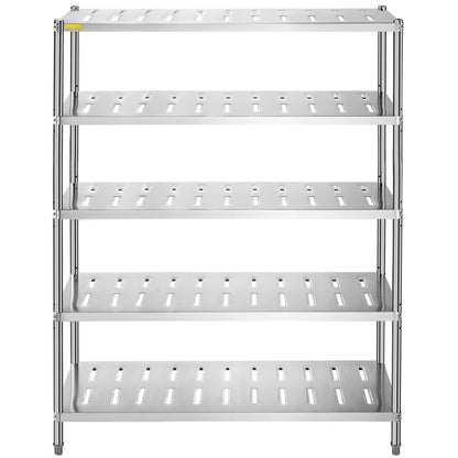 Förvaringshylla, 5-vånings förvaringshylla, garagehylla i rostfritt stål, 59,1 x 17,7 x 70,9 tum Heavy Duty förvaringshyllor, 661 pund total kapacitet med justerbar höjd och ventilationshål