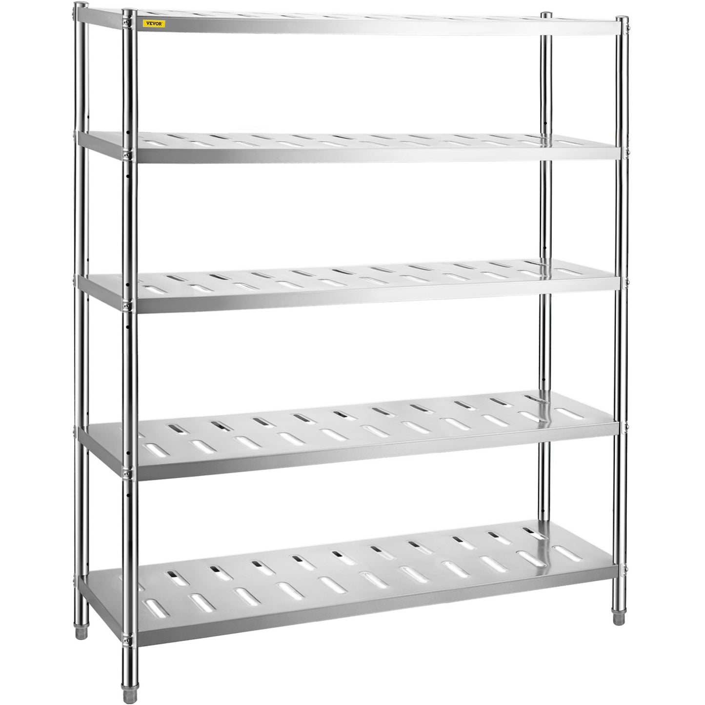 Förvaringshylla, 5-vånings förvaringshylla, garagehylla i rostfritt stål, 59,1 x 17,7 x 70,9 tum Heavy Duty förvaringshyllor, 661 pund total kapacitet med justerbar höjd och ventilationshål