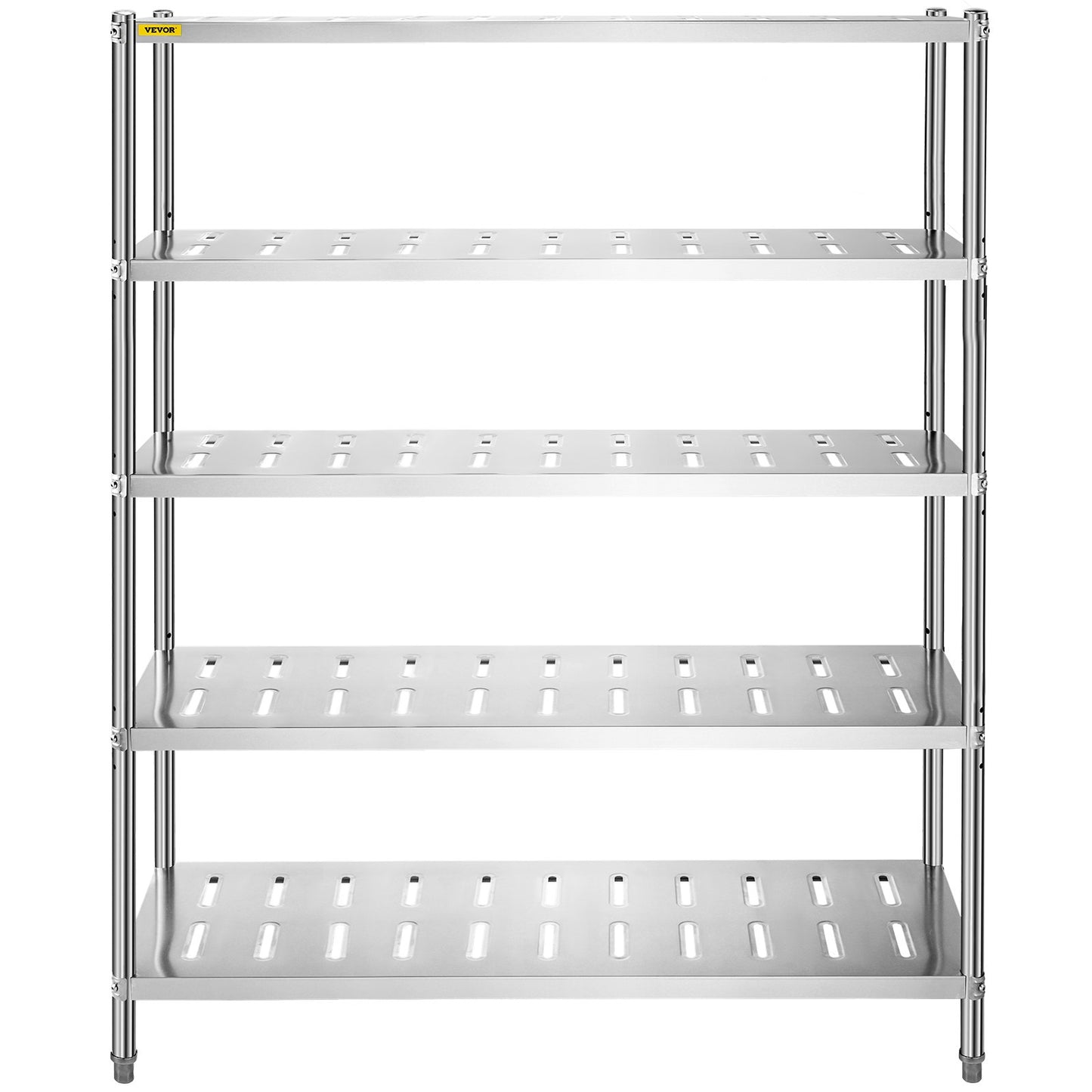 Förvaringshylla, 5-vånings förvaringshylla, garagehylla i rostfritt stål, 59,1 x 17,7 x 70,9 tum Heavy Duty förvaringshyllor, 661 pund total kapacitet med justerbar höjd och ventilationshål