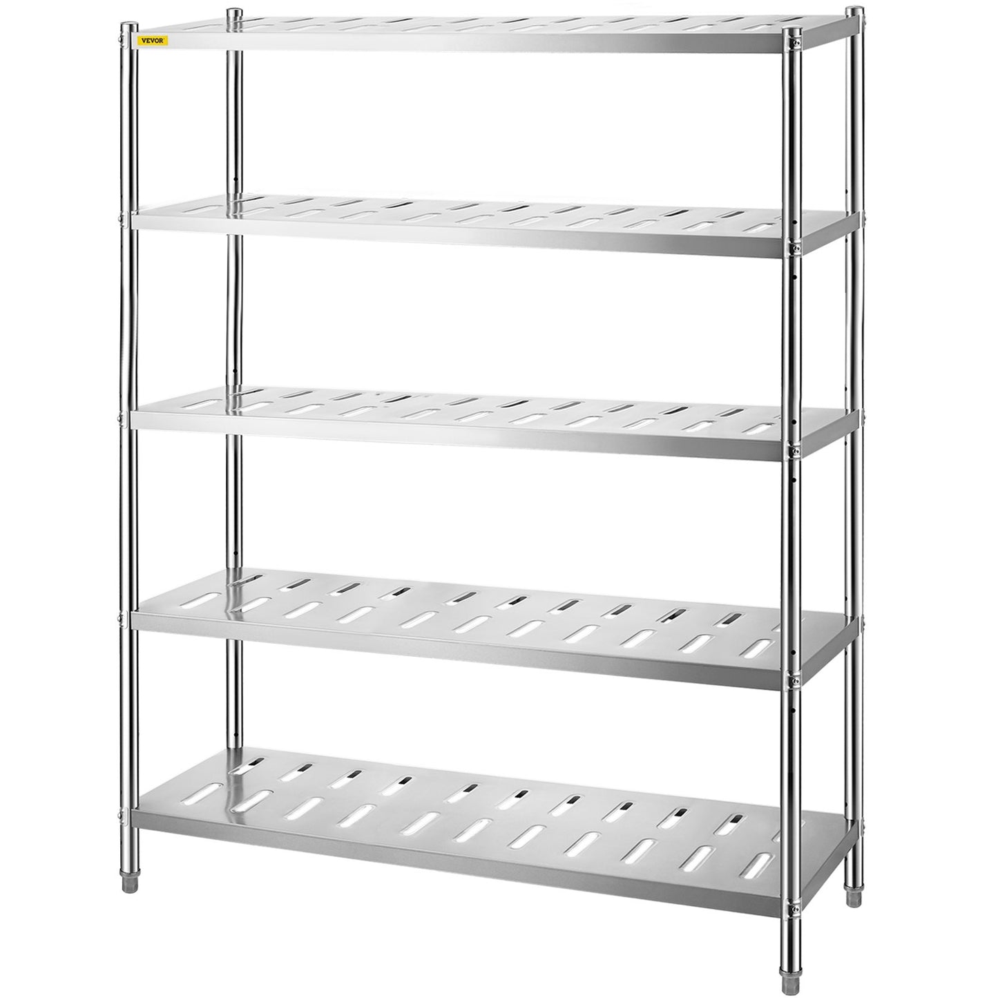 Förvaringshylla, 5-vånings förvaringshylla, garagehylla i rostfritt stål, 59,1 x 17,7 x 70,9 tum Heavy Duty förvaringshyllor, 661 pund total kapacitet med justerbar höjd och ventilationshål