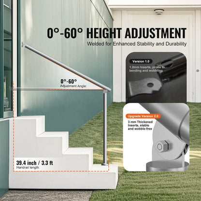 39.4 inch 100 cm outdoor stair handrails for porch deck stainless steel