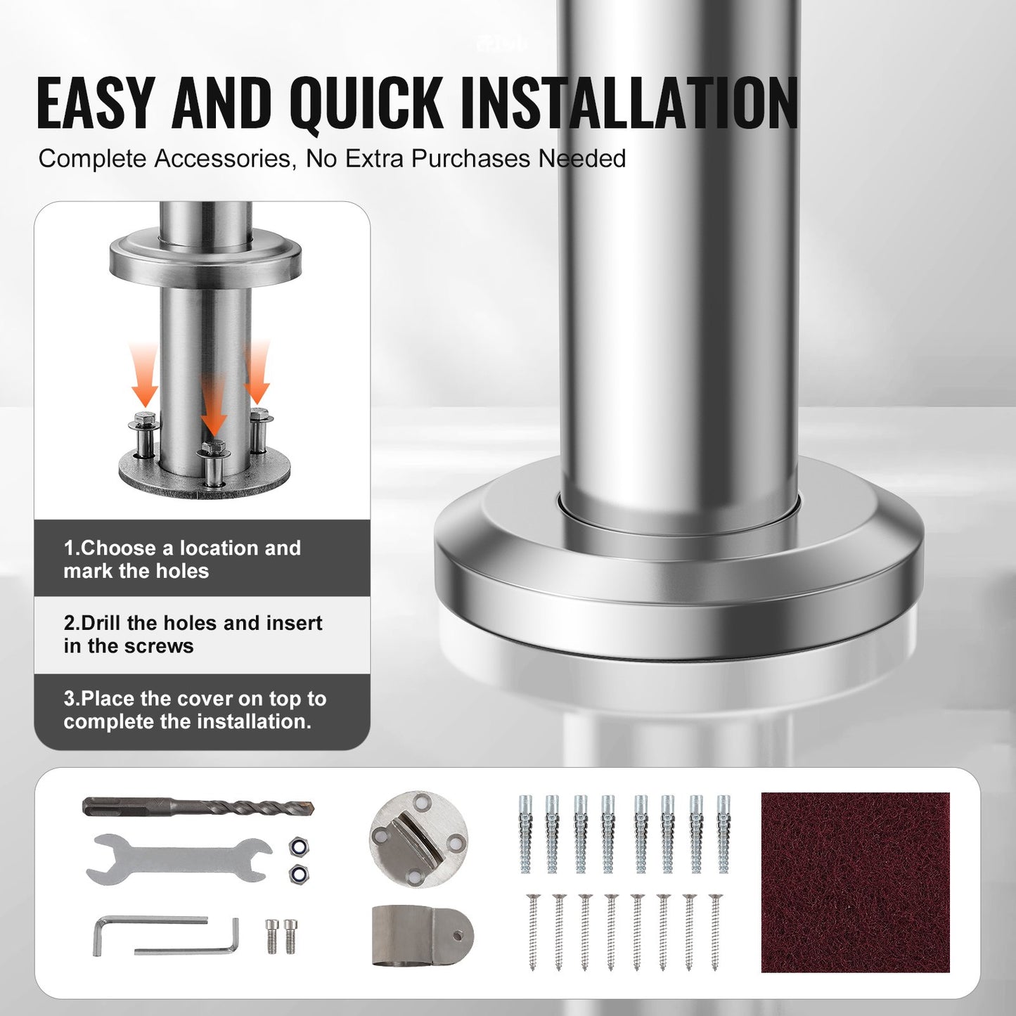 39.4 inch 100 cm outdoor stair handrails for porch deck stainless steel