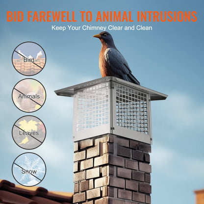Chimney cap 304.8 x 304.8 mm, 304 stainless steel chimney cap, not easy to collapse &amp; practical accessories &amp; easy installation, fits mesh chimney cover outside clay smoke pipe, silver