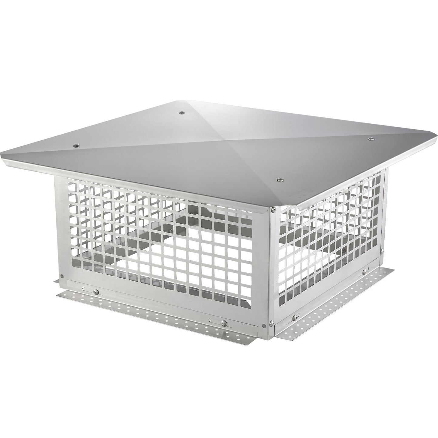 Skorstenslock, 431,8x431,8 mm, 304 rostfritt stål skorstenskåpa, inte lätt att fälla & praktiska tillbehör & enkel installation, passar mesh skorstensskydd utanför lera rökrör, silver