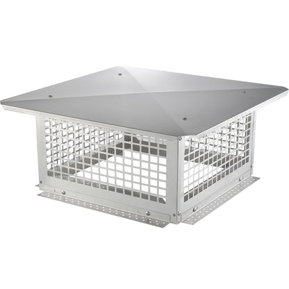 Skorstenslock, 431,8x431,8 mm, 304 rostfritt stål skorstenskåpa, inte lätt att fälla & praktiska tillbehör & enkel installation, passar mesh skorstensskydd utanför lera rökrör, silver