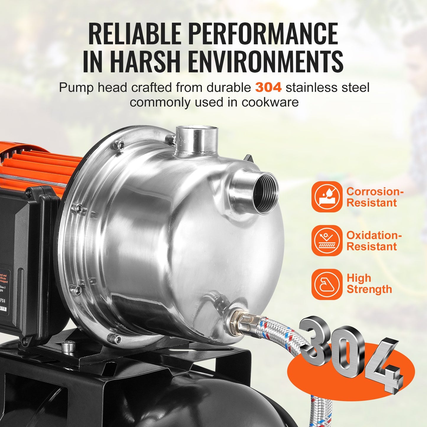 1HP Shallow Well Pump with Pressure Tank 1000GPH Irrigation Booster Pump