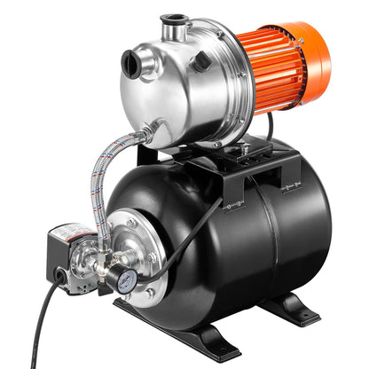 1HP Shallow Well Pump with Pressure Tank 1000GPH Irrigation Booster Pump