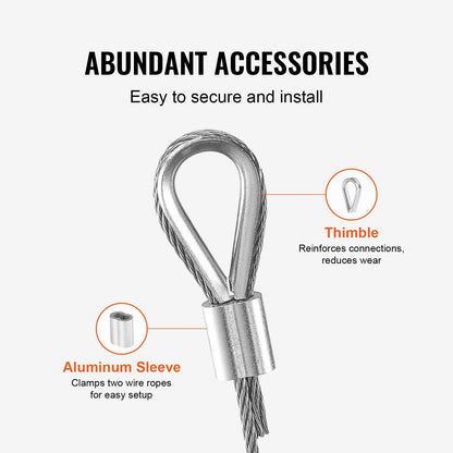 T304 Stainless Steel Cable 1/16" 7x7 Steel Wire 330 Feet Cable Railing