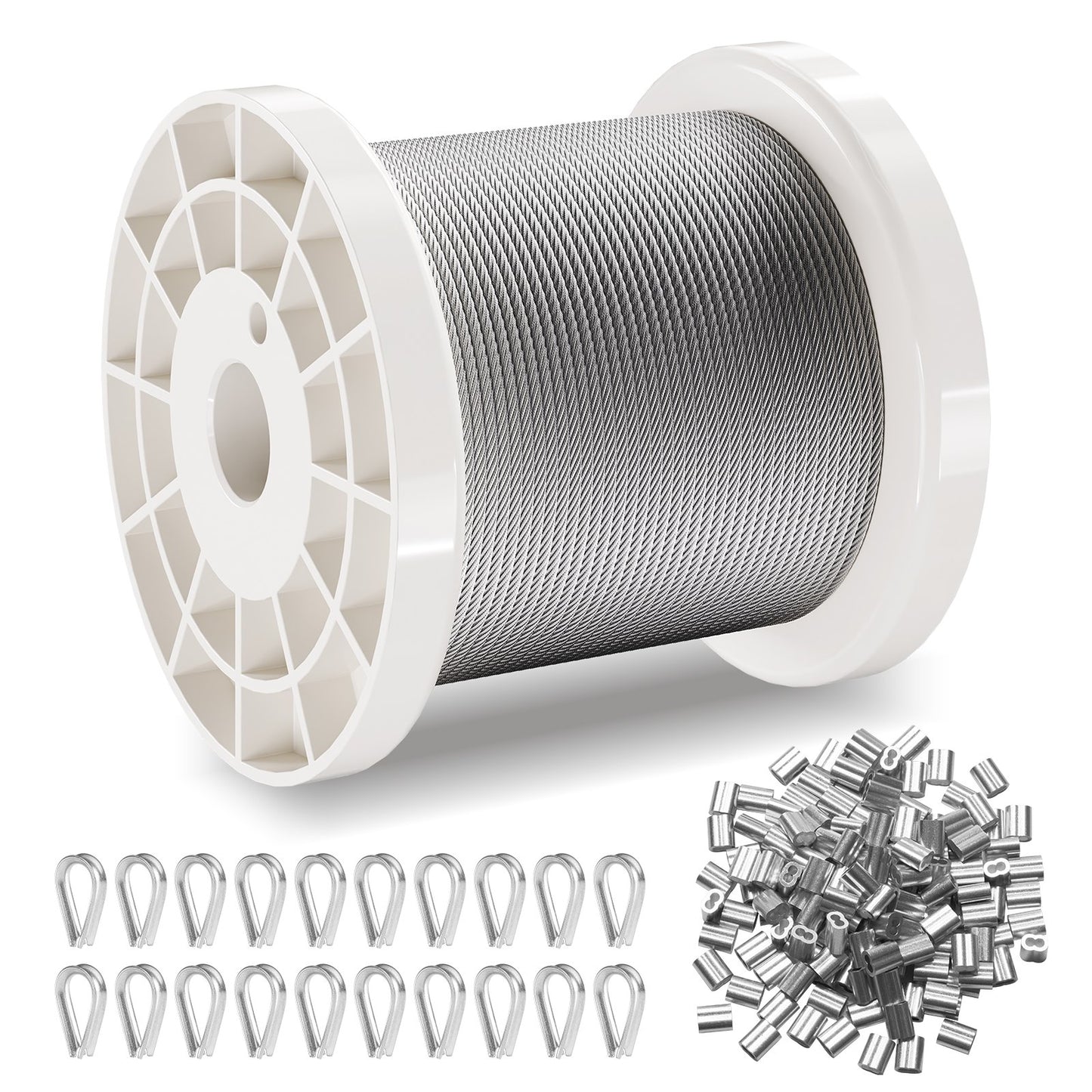 T304 Stainless Steel Cable 1/16" 7x7 Steel Wire 330 Feet Cable Railing