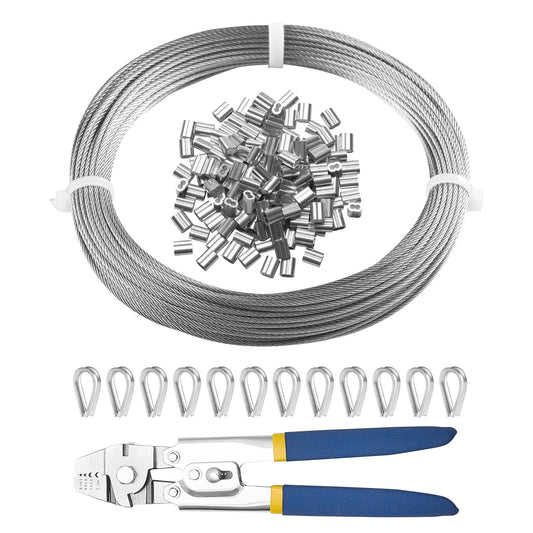 T304 kabel av rostfritt stål 1/16" 7x7 stålvajer 66 fot kabelräcke