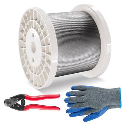 T316 kabel av rostfritt stål 1/8" 7x7 stålvajer 600 fot kabelräcke