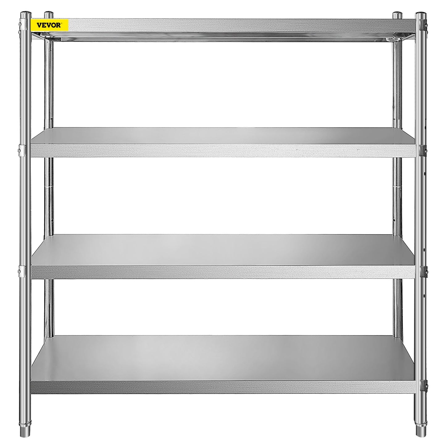 Förvaringshylla, 4-vånings hyllor i rostfritt stål, förvaringshyllenhet, 70,9 x 17,7 x 59,1 tum Heavy Duty förvaringshylla, 1320 pund total kapacitet med justerbar höjd