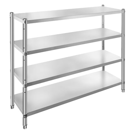 Förvaringshylla, 4-vånings hyllor i rostfritt stål, förvaringshyllenhet, 70,9 x 17,7 x 59,1 tum Heavy Duty förvaringshylla, 1320 pund total kapacitet med justerbar höjd