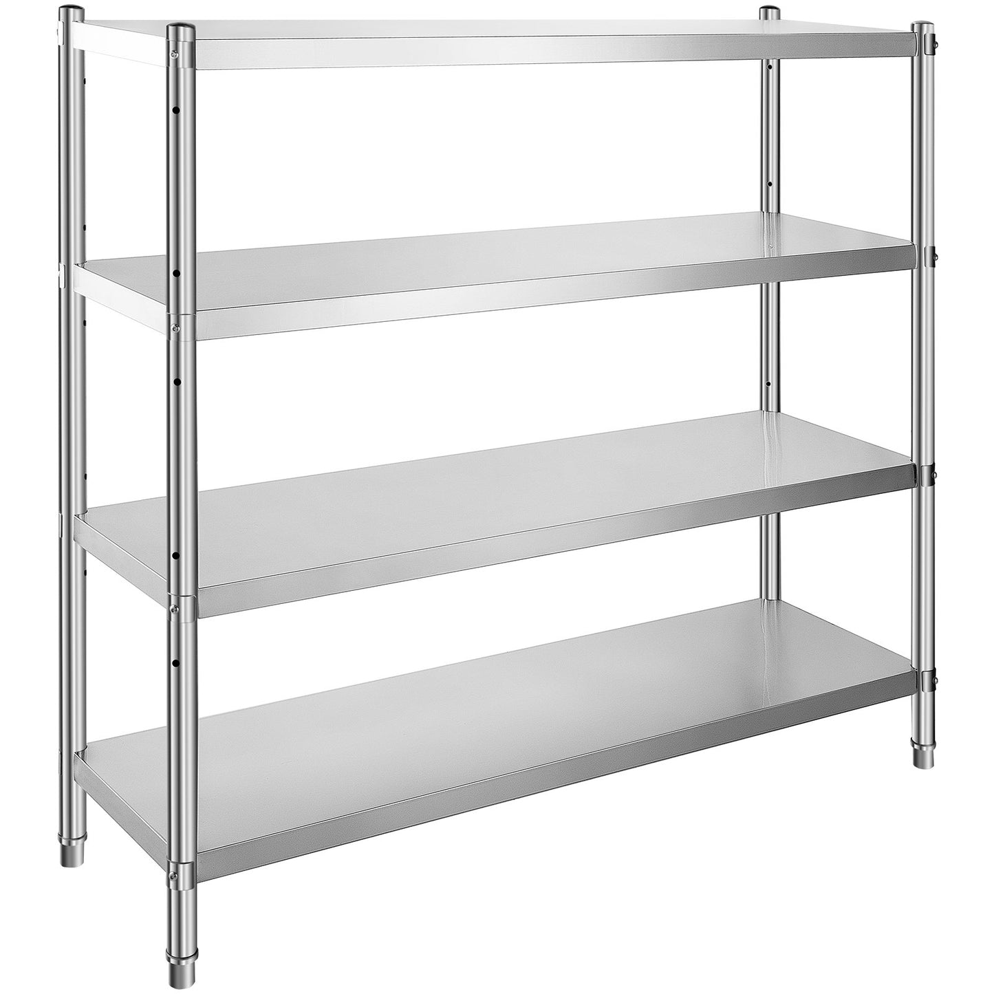 Förvaringshylla, 4-vånings hyllor i rostfritt stål, förvaringshyllenhet, 70,9 x 17,7 x 59,1 tum Heavy Duty förvaringshylla, 1320 pund total kapacitet med justerbar höjd