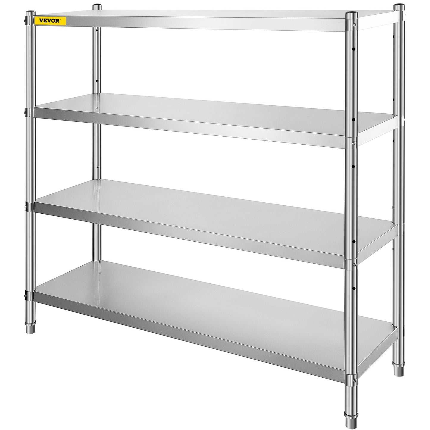 Förvaringshylla, 4-vånings hyllor i rostfritt stål, förvaringshyllenhet, 70,9 x 17,7 x 59,1 tum Heavy Duty förvaringshylla, 1320 pund total kapacitet med justerbar höjd