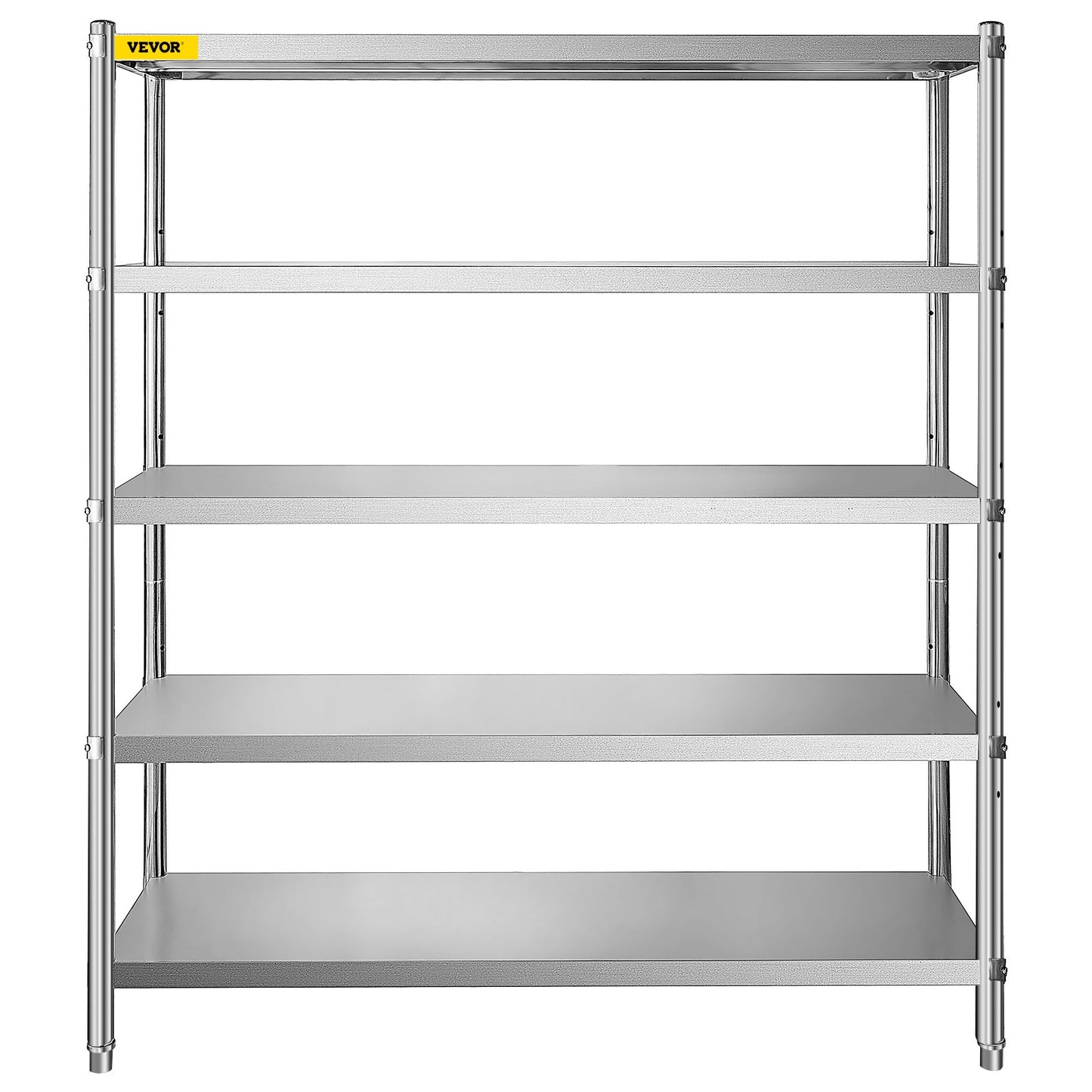 Förvaringshylla, 5-vånings förvaringshylla, garagehylla i rostfritt stål, 70,9 x 17,7 x 70,9 tum Heavy Duty förvaringshyllor, 1650 pund total kapacitet med justerbar höjd