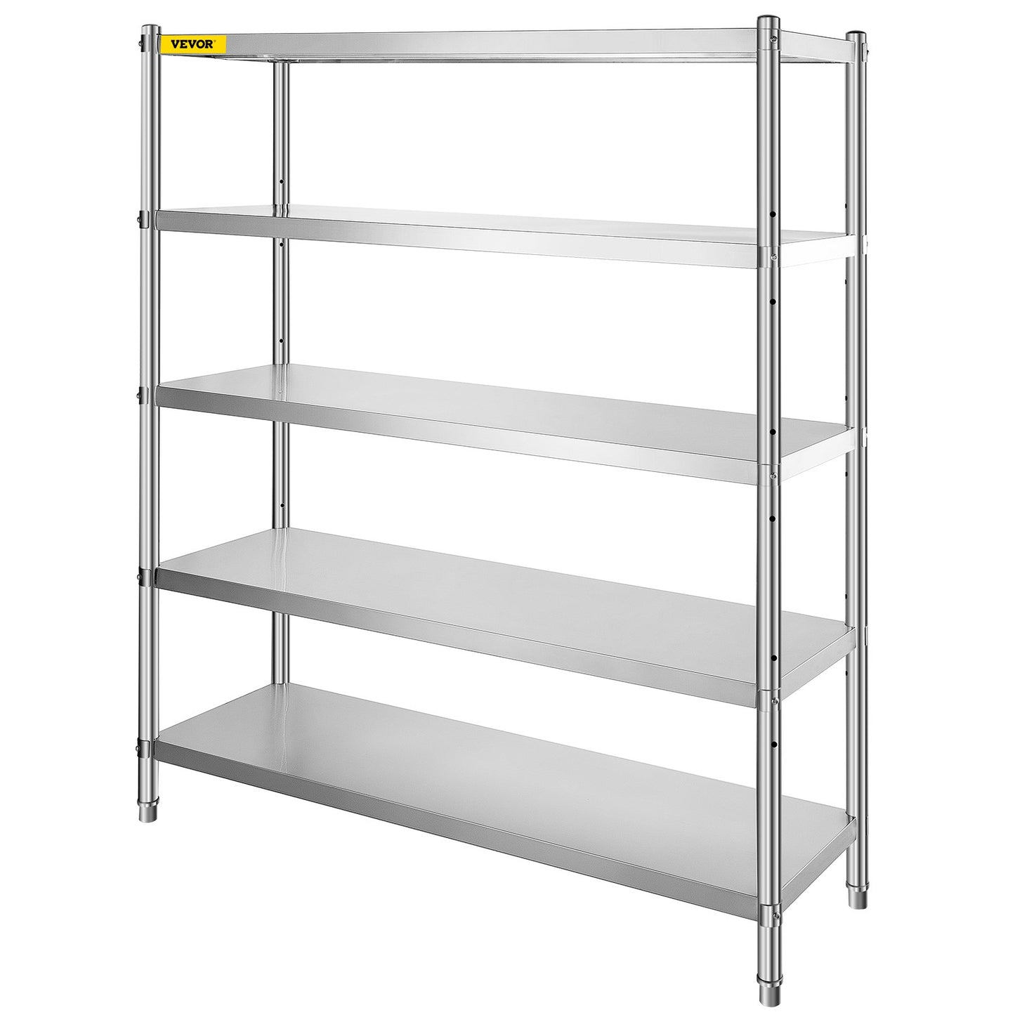 Förvaringshylla, 5-vånings förvaringshylla, garagehylla i rostfritt stål, 70,9 x 17,7 x 70,9 tum Heavy Duty förvaringshyllor, 1650 pund total kapacitet med justerbar höjd