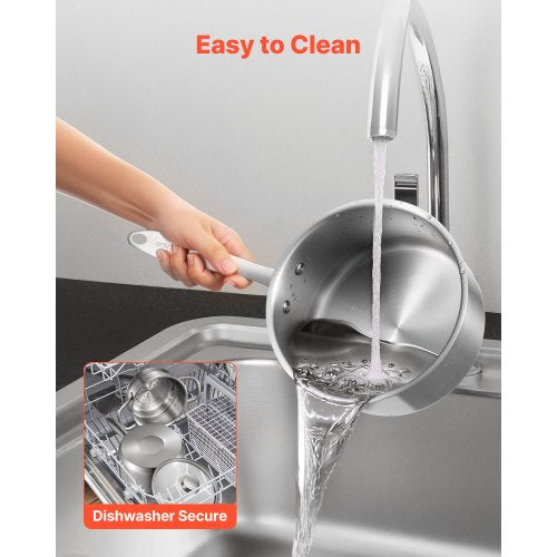 2,5 QT kastrull med ångkokare, kastrull i rostfritt stål med glaslock, multifunktionell nonstick-beläggningsgryta i rostfritt stål med ergonomiskt handtag, lämplig för ugn, diskmaskin, induktionshäll |  EU