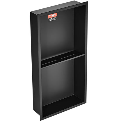 33.02 x 63.5 cm No Tile Shower Niche 304 Stainless Steel, Wall Mounted Niche Recessed Double Shelves, Sealed Waterproof Rust Resistant Modern Niche for Shower or Soap Storage Bathroom