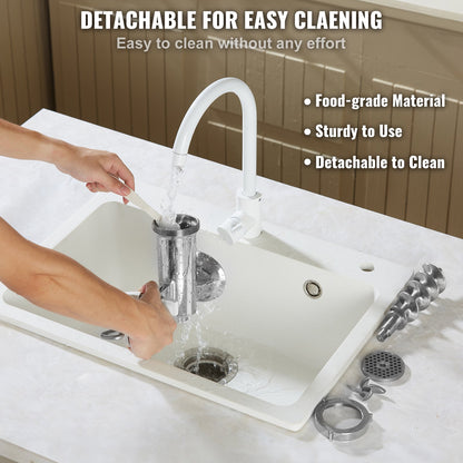 Manual meat grinder, 304 stainless steel hand meat grinder with steel table clamp, minced meat sausage machine and 2 cutting plates, cake accessories, sausage tube for beef pepper mushroom cake