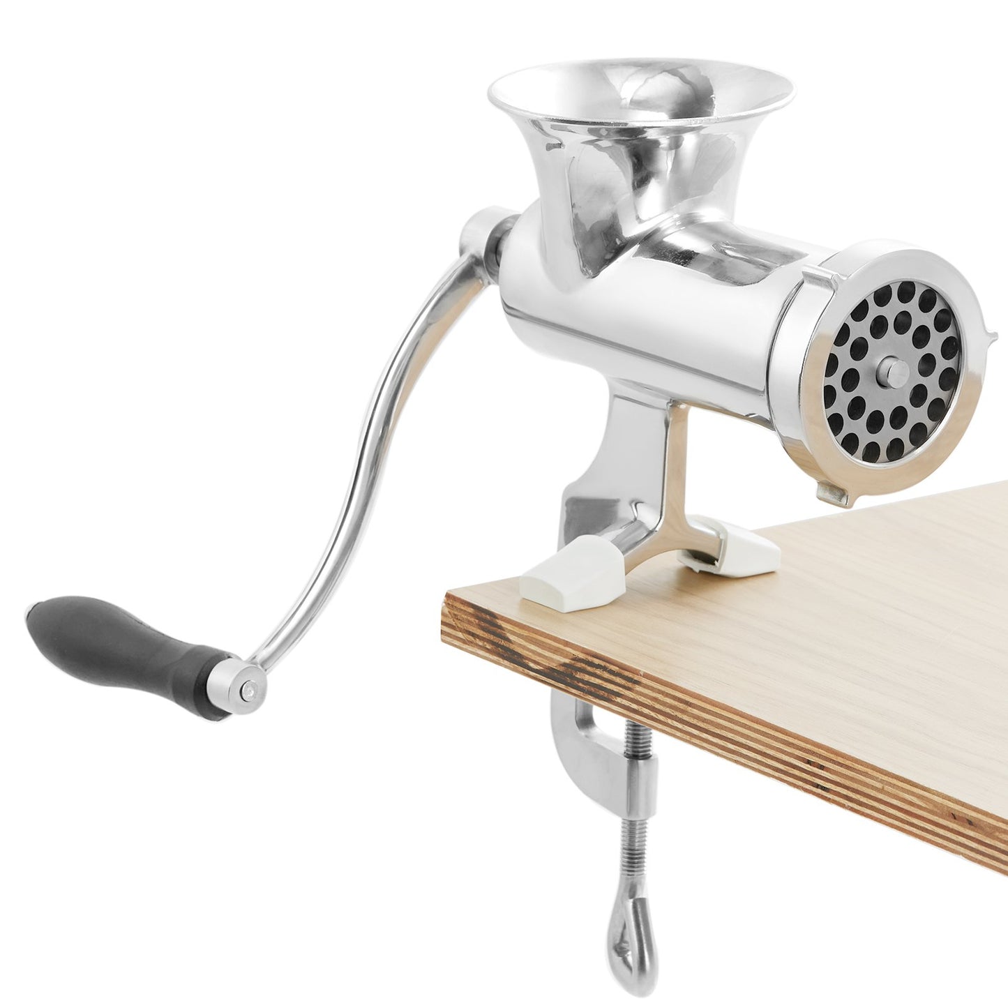 Manual meat grinder, 304 stainless steel hand meat grinder with steel table clamp, minced meat sausage machine and 2 cutting plates, cake accessories, sausage tube for beef pepper mushroom cake