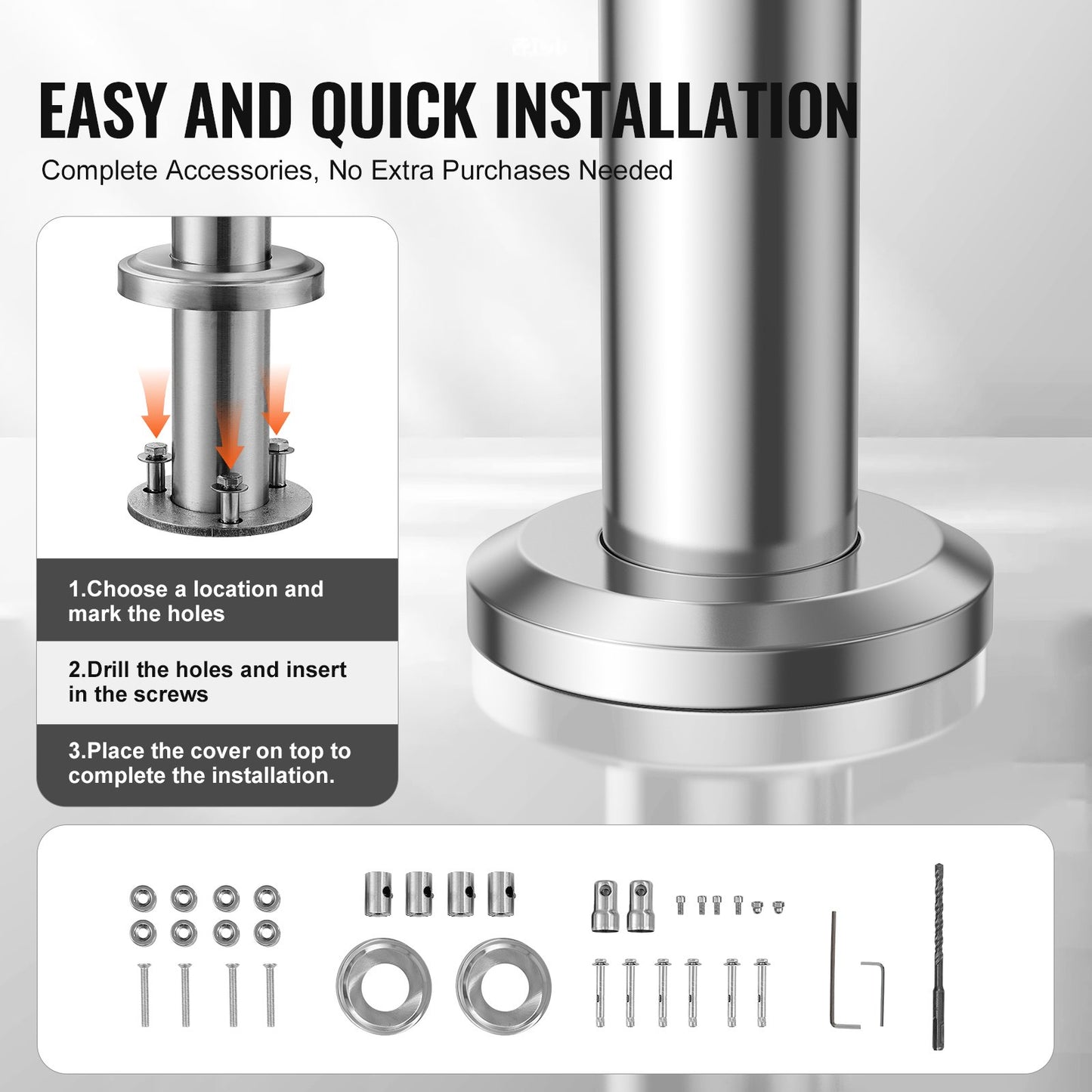 39.4 Inch Outdoor Stair Handrails 2 Crossbars Stairs for Porch Deck