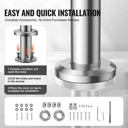 39.4 Inch Outdoor Stair Handrails 2 Crossbars Stairs for Porch Deck