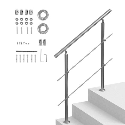39.4 Inch Outdoor Stair Handrails 2 Crossbars Stairs for Porch Deck